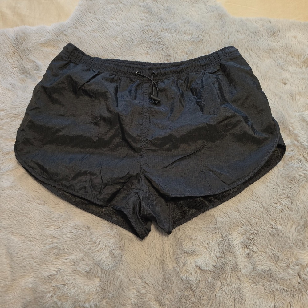 Tna Aritzia Crinkle Nylon Mesh Lined Running Shorts Black Small